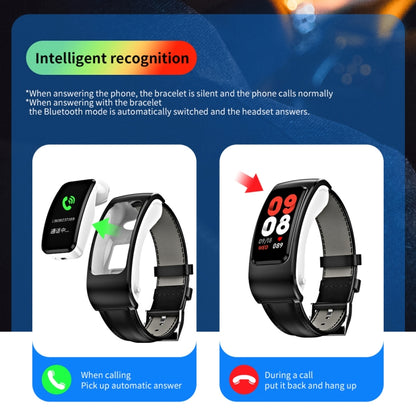 Montre intelligente étanche K60 de 1,08 pouce avec bracelet en cuir et écouteur détachable, prenant en charge les appels Bluetooth, bracelet en cuir (noir argent), bracelet en cuir (noir), bracelet en cuir (marron argent)