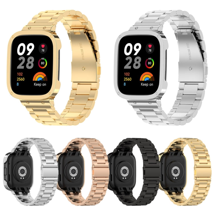 2 in 1 Three-bead Metal Watch Band with Watch Frame, For Xiaomi Redmi Watch 3 / Mi Watch Lite 3