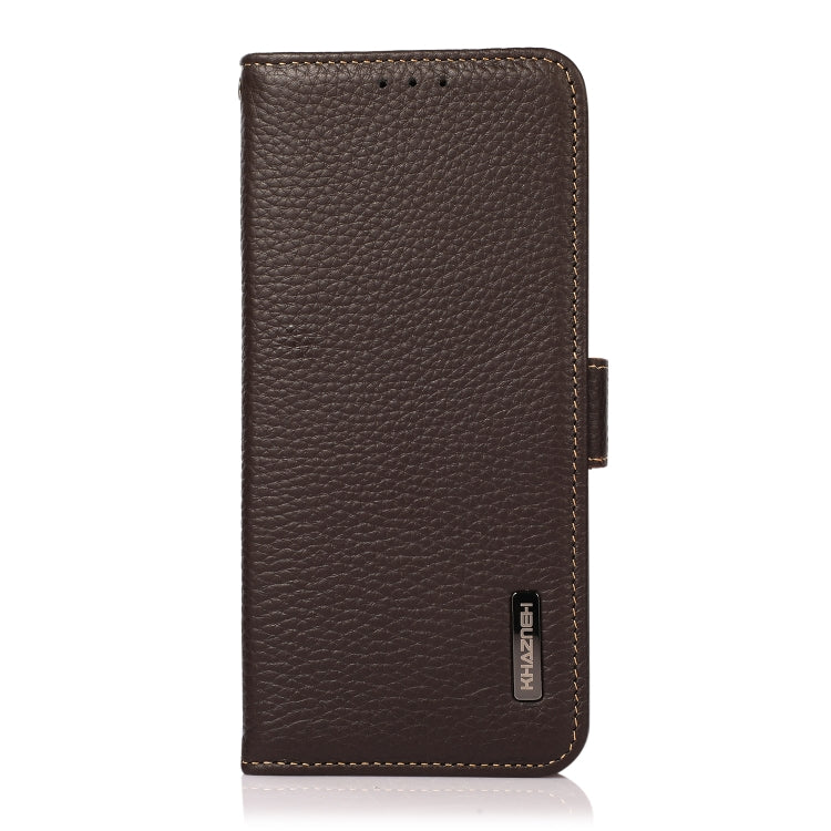 KHAZNEH Side-Magnetic Litchi Genuine Leather RFID Phone Case, For Google Pixel 7A, For Xiaomi Redmi Note 12 4G Global