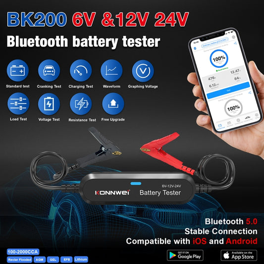 KONNWEI BK200 6V/12V/24V Car Bluetooth Battery Tester