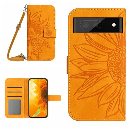 Skin Feel Sun Flower Pattern Flip Leather Phone Case with Lanyard, For Google Pixel 7A, For Samsung Galaxy M14 5G