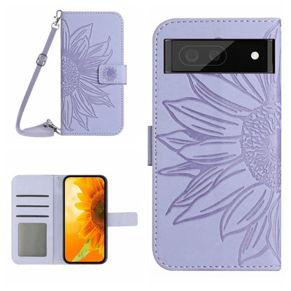 Skin Feel Sun Flower Pattern Flip Leather Phone Case with Lanyard, For Google Pixel 7A, For Samsung Galaxy M14 5G