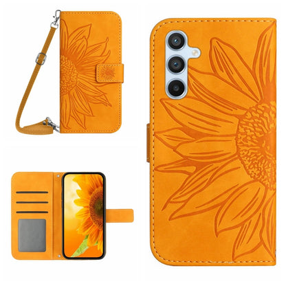 Skin Feel Sun Flower Pattern Flip Leather Phone Case with Lanyard, For Google Pixel 7A, For Samsung Galaxy M14 5G