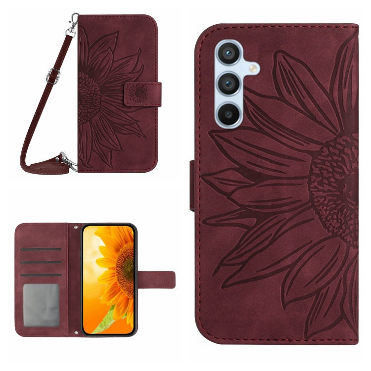 Skin Feel Sun Flower Pattern Flip Leather Phone Case with Lanyard, For Google Pixel 7A, For Samsung Galaxy M14 5G