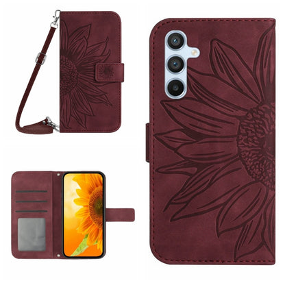 Skin Feel Sun Flower Pattern Flip Leather Phone Case with Lanyard, For Google Pixel 7A, For Samsung Galaxy M14 5G