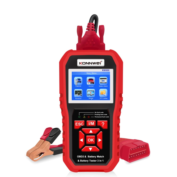 KONNWEI KW880 3 en 1 Diagnostic de panne voiture OBD2 + Testeur de batterie + Réinitialisation de l'appariement de batterie, BK880