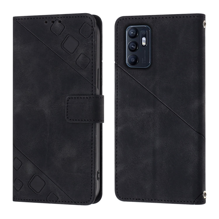 Skin-feel Embossed Leather Phone Case, For OPPO Reno6 5G, For OPPO A9 2020 / A5 2020 / A11X, For OPPO A16 / A54S, For OPPO A16K, For OPPO A57 5G 2022 / Realme V23 / Narzo 50 5G / A77 5G / K10 5G Global / A57 4G / V23i, For OPPO A57E 5G, For OPPO A58 5G...