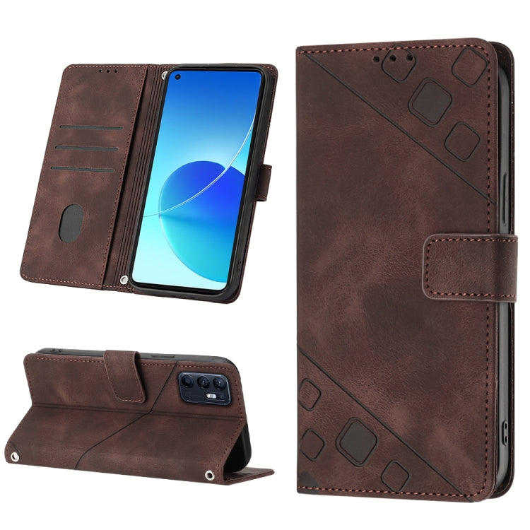 Skin-feel Embossed Leather Phone Case, For OPPO Reno6 5G, For OPPO A9 2020 / A5 2020 / A11X, For OPPO A16 / A54S, For OPPO A16K, For OPPO A57 5G 2022 / Realme V23 / Narzo 50 5G / A77 5G / K10 5G Global / A57 4G / V23i, For OPPO A57E 5G, For OPPO A58 5G...
