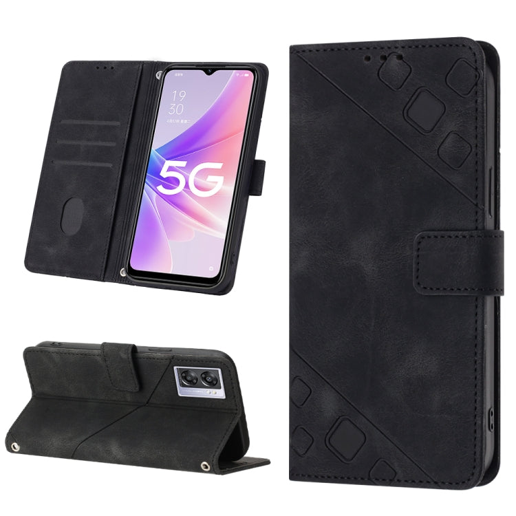 Skin-feel Embossed Leather Phone Case, For OPPO Reno6 5G, For OPPO A9 2020 / A5 2020 / A11X, For OPPO A16 / A54S, For OPPO A16K, For OPPO A57 5G 2022 / Realme V23 / Narzo 50 5G / A77 5G / K10 5G Global / A57 4G / V23i, For OPPO A57E 5G, For OPPO A58 5G...