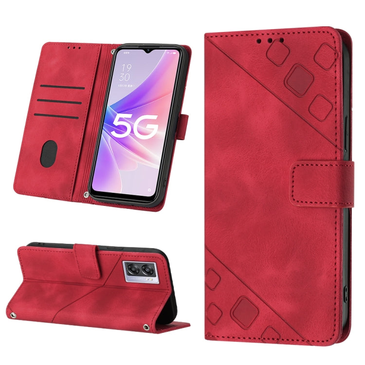 Skin-feel Embossed Leather Phone Case, For OPPO Reno6 5G, For OPPO A9 2020 / A5 2020 / A11X, For OPPO A16 / A54S, For OPPO A16K, For OPPO A57 5G 2022 / Realme V23 / Narzo 50 5G / A77 5G / K10 5G Global / A57 4G / V23i, For OPPO A57E 5G, For OPPO A58 5G...