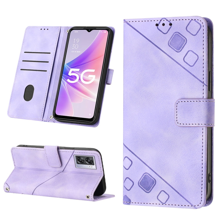 Skin-feel Embossed Leather Phone Case, For OPPO Reno6 5G, For OPPO A9 2020 / A5 2020 / A11X, For OPPO A16 / A54S, For OPPO A16K, For OPPO A57 5G 2022 / Realme V23 / Narzo 50 5G / A77 5G / K10 5G Global / A57 4G / V23i, For OPPO A57E 5G, For OPPO A58 5G...