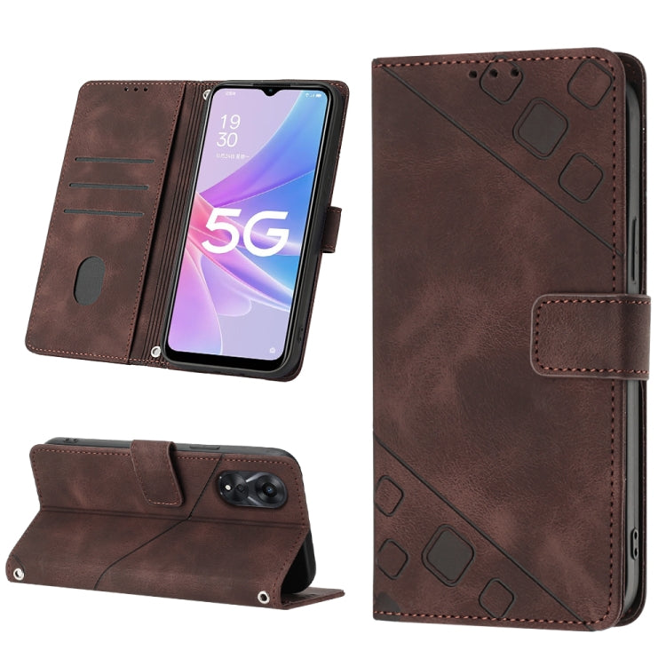 Skin-feel Embossed Leather Phone Case, For OPPO Reno6 5G, For OPPO A9 2020 / A5 2020 / A11X, For OPPO A16 / A54S, For OPPO A16K, For OPPO A57 5G 2022 / Realme V23 / Narzo 50 5G / A77 5G / K10 5G Global / A57 4G / V23i, For OPPO A57E 5G, For OPPO A58 5G...