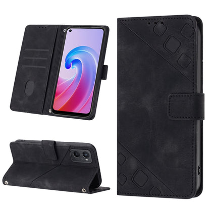 Skin-feel Embossed Leather Phone Case, For OPPO Reno6 5G, For OPPO A9 2020 / A5 2020 / A11X, For OPPO A16 / A54S, For OPPO A16K, For OPPO A57 5G 2022 / Realme V23 / Narzo 50 5G / A77 5G / K10 5G Global / A57 4G / V23i, For OPPO A57E 5G, For OPPO A58 5G...