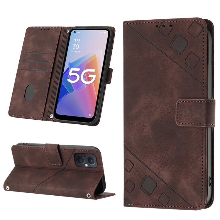 Skin-feel Embossed Leather Phone Case, For OPPO Reno6 5G, For OPPO A9 2020 / A5 2020 / A11X, For OPPO A16 / A54S, For OPPO A16K, For OPPO A57 5G 2022 / Realme V23 / Narzo 50 5G / A77 5G / K10 5G Global / A57 4G / V23i, For OPPO A57E 5G, For OPPO A58 5G...