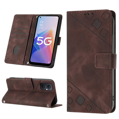 Skin-feel Embossed Leather Phone Case, For OPPO Reno6 5G, For OPPO A9 2020 / A5 2020 / A11X, For OPPO A16 / A54S, For OPPO A16K, For OPPO A57 5G 2022 / Realme V23 / Narzo 50 5G / A77 5G / K10 5G Global / A57 4G / V23i, For OPPO A57E 5G, For OPPO A58 5G...
