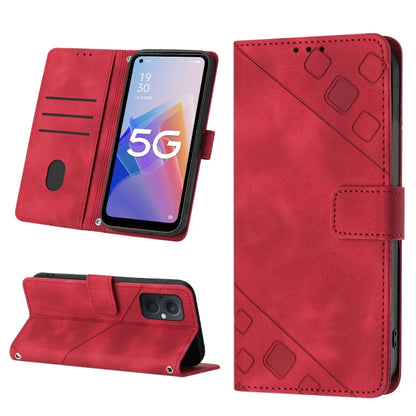 Skin-feel Embossed Leather Phone Case, For OPPO Reno6 5G, For OPPO A9 2020 / A5 2020 / A11X, For OPPO A16 / A54S, For OPPO A16K, For OPPO A57 5G 2022 / Realme V23 / Narzo 50 5G / A77 5G / K10 5G Global / A57 4G / V23i, For OPPO A57E 5G, For OPPO A58 5G...