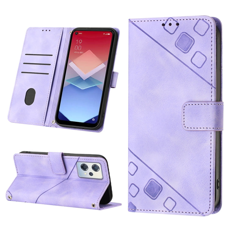 Skin-feel Embossed Leather Phone Case, For OPPO Reno6 5G, For OPPO A9 2020 / A5 2020 / A11X, For OPPO A16 / A54S, For OPPO A16K, For OPPO A57 5G 2022 / Realme V23 / Narzo 50 5G / A77 5G / K10 5G Global / A57 4G / V23i, For OPPO A57E 5G, For OPPO A58 5G...