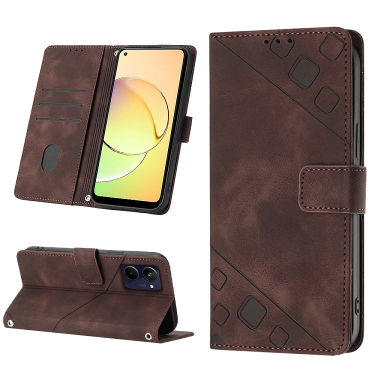 Skin-feel Embossed Leather Phone Case, For OPPO Reno6 5G, For OPPO A9 2020 / A5 2020 / A11X, For OPPO A16 / A54S, For OPPO A16K, For OPPO A57 5G 2022 / Realme V23 / Narzo 50 5G / A77 5G / K10 5G Global / A57 4G / V23i, For OPPO A57E 5G, For OPPO A58 5G...