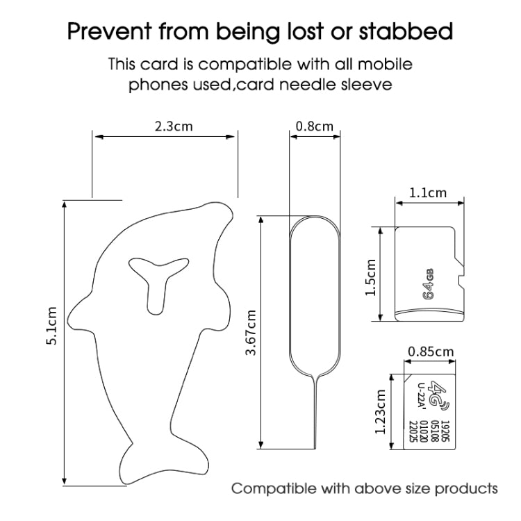 3pcs 2 in 1 Phone Tablet Card Removal Needle Dolphin Shape Card Opening Needle Cover