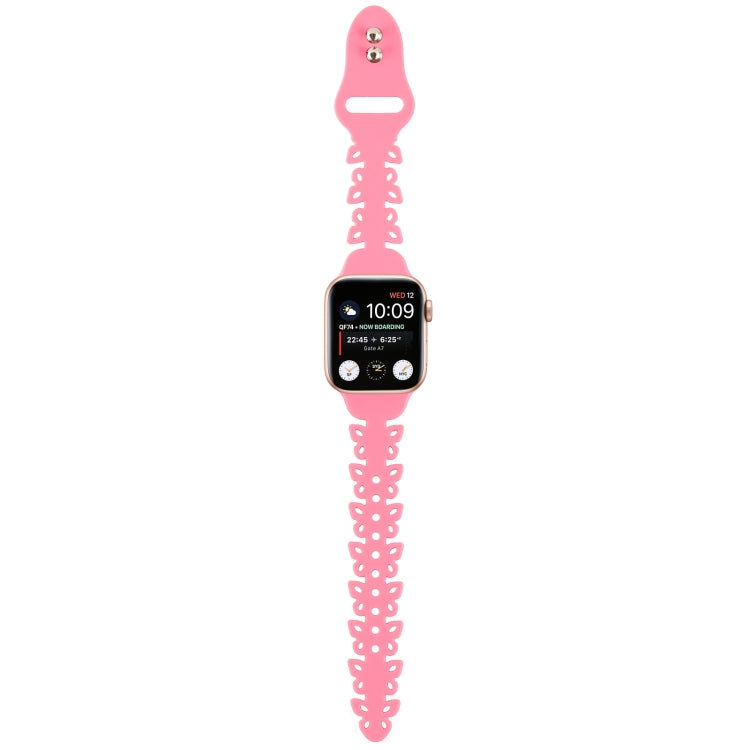 Butterfly Hollow Silicone Watch Band, For Apple Watch Series 8&7 45mm, For Apple Watch Series 8&7 41mm