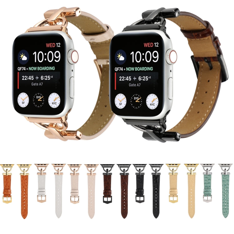 D-Buckle Cocodile Genuine Leather Watch Band, For Apple Watch Series 8&7 45mm, For Apple Watch Series 8&7 41mm