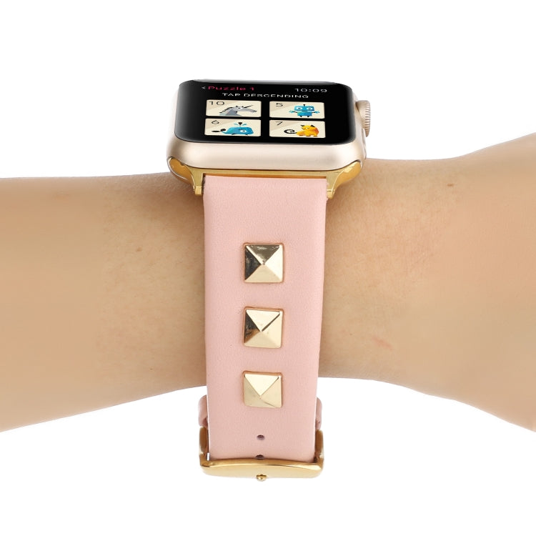 Single Row Riveted Genuine Leather Watch Band, For Apple Watch Series 8&7 45mm, For Apple Watch Series 8&7 41mm