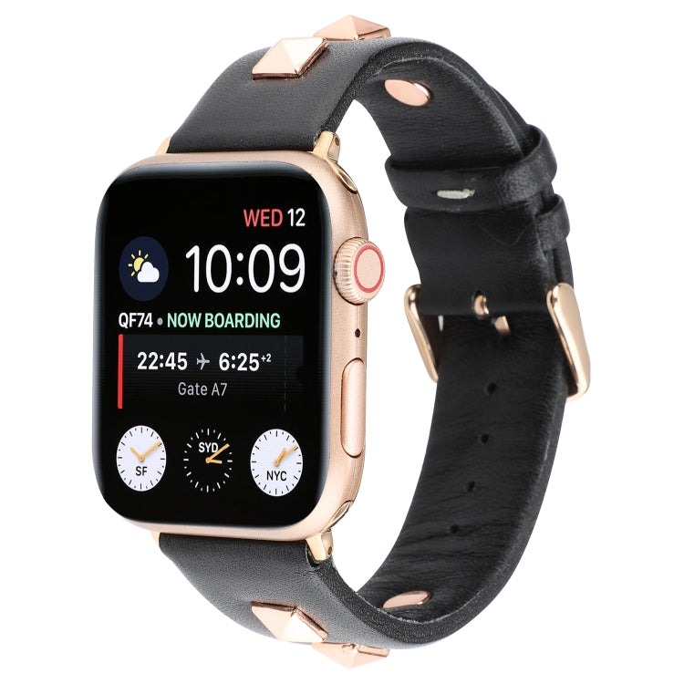 Single Row Riveted Genuine Leather Watch Band, For Apple Watch Series 8&7 45mm, For Apple Watch Series 8&7 41mm