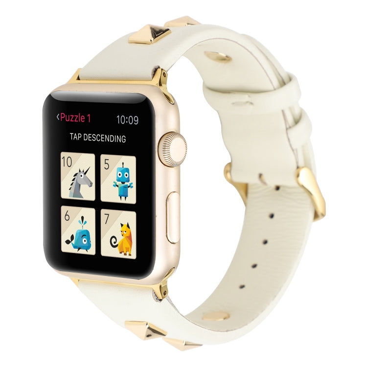 Single Row Riveted Genuine Leather Watch Band, For Apple Watch Series 8&7 45mm, For Apple Watch Series 8&7 41mm