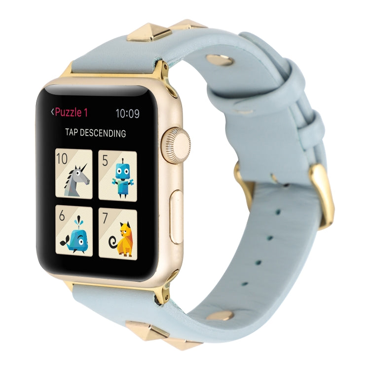 Single Row Riveted Genuine Leather Watch Band, For Apple Watch Series 8&7 45mm, For Apple Watch Series 8&7 41mm