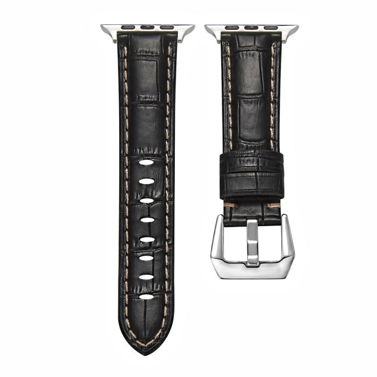 Silver Buckle Genuine Leather Watch Band, For Apple Watch Series 8&7 45mm, For Apple Watch Series 8&7 41mm