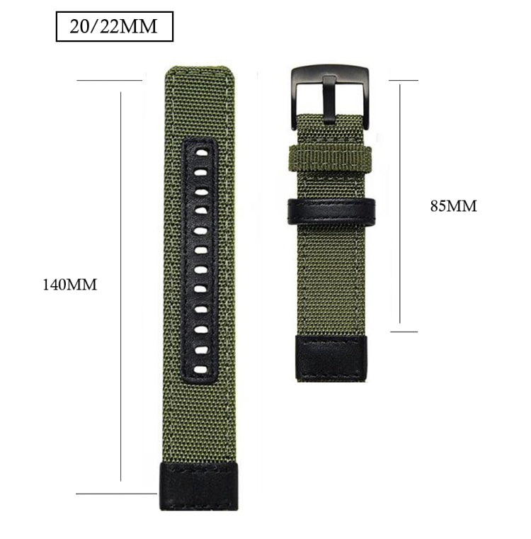 Universal Nylon Leather Watch Band, 20mm, 22mm