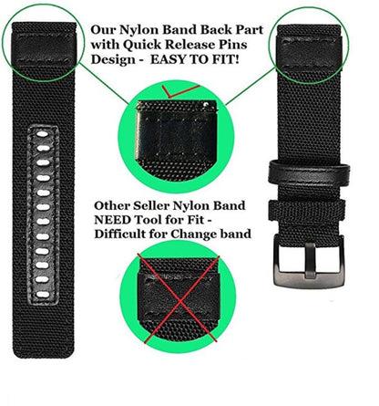 Universal Nylon Leather Watch Band, 20mm, 22mm
