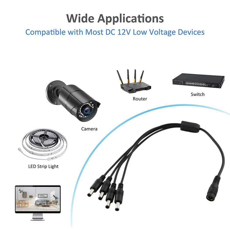 DC Female to DC Male Power Connection Extension Cable, 0.37m 4 in 1, 0.42m 8 in 1, 0.37m 2 in 1, 0.37m 6 in 1, 0.37m 3 in 1, 0.5m 16 in 1