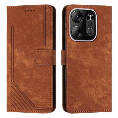 Skin Feel Stripe Pattern Leather Phone Case with Lanyard, For Tecno Spark Go 2023 / Pop 7 Pro, For Tecno Spark Go 2022 / Spark 8C, For Tecno Spark Go 2020 / Spark 6 Go, For Tecno Spark 9T, For Tecno Spark 9 Pro, For Tecno Pova Neo 2, For Tecno Pova Neo...