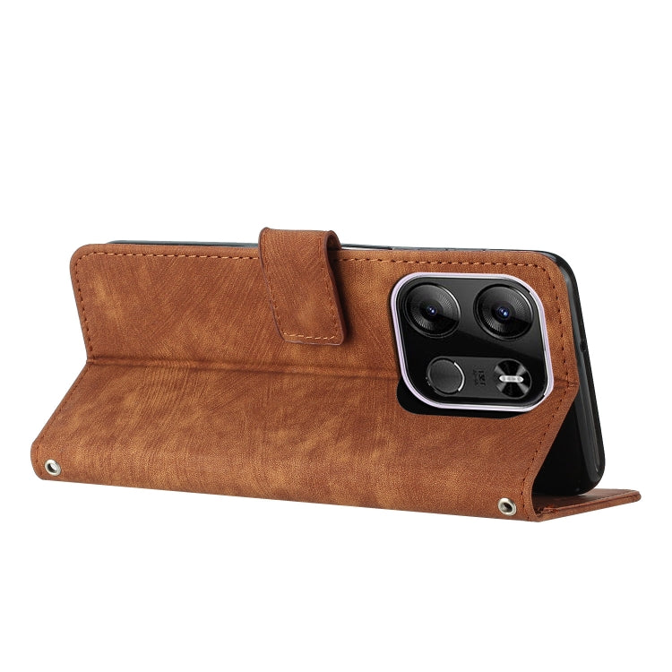 Skin Feel Stripe Pattern Leather Phone Case with Lanyard, For Tecno Spark Go 2023 / Pop 7 Pro, For Tecno Spark Go 2022 / Spark 8C, For Tecno Spark Go 2020 / Spark 6 Go, For Tecno Spark 9T, For Tecno Spark 9 Pro, For Tecno Pova Neo 2, For Tecno Pova Neo...