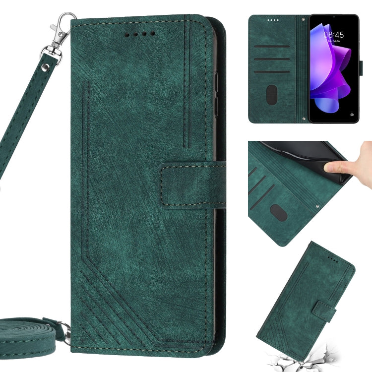 Skin Feel Stripe Pattern Leather Phone Case with Lanyard, For Tecno Spark Go 2023 / Pop 7 Pro, For Tecno Spark Go 2022 / Spark 8C, For Tecno Spark Go 2020 / Spark 6 Go, For Tecno Spark 9T, For Tecno Spark 9 Pro, For Tecno Pova Neo 2, For Tecno Pova Neo...