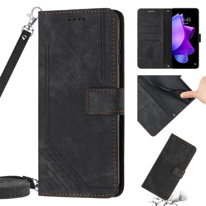 Skin Feel Stripe Pattern Leather Phone Case with Lanyard, For Tecno Spark Go 2023 / Pop 7 Pro, For Tecno Spark Go 2022 / Spark 8C, For Tecno Spark Go 2020 / Spark 6 Go, For Tecno Spark 9T, For Tecno Spark 9 Pro, For Tecno Pova Neo 2, For Tecno Pova Neo...
