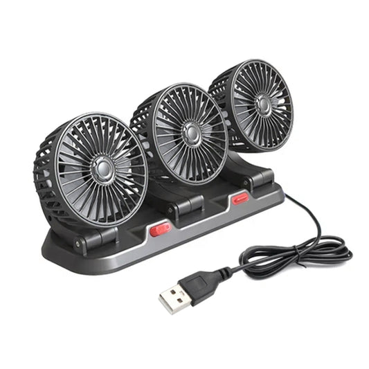 Ventilateur de voiture F4310 à trois têtes, réglable, rotatif à 360 degrés, F4310 USB universel, F4310 allume-cigare 12V, F4310 allume-cigare 24V