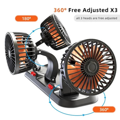 F4310 360-Degree Rotating Adjustable Car Three-Head Fan, F4310 USB Universal, F4310 12V Cigarette Lighter, F4310 24V Cigarette Lighter