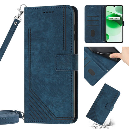 Skin Feel Stripe Pattern Leather Phone Case with Lanyard, For Realme 8 / 8 Pro, For Realme 8 5G / V13 5G, For Realme 9 Pro / 9 5G EU / V25, For Realme 9 Pro+ / 9 4G, For Realme 9i / OPPO A36 / A76, For Realme 10 4G, For Realme 10 Pro 5G                ...