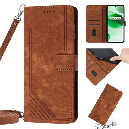 Skin Feel Stripe Pattern Leather Phone Case with Lanyard, For Realme 8 / 8 Pro, For Realme 8 5G / V13 5G, For Realme 9 Pro / 9 5G EU / V25, For Realme 9 Pro+ / 9 4G, For Realme 9i / OPPO A36 / A76, For Realme 10 4G, For Realme 10 Pro 5G                ...