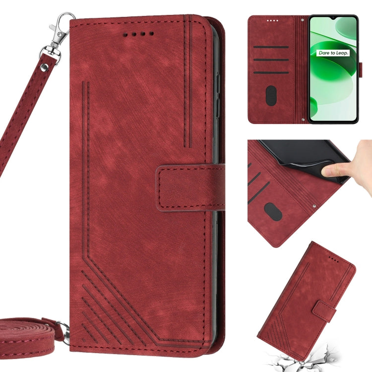 Skin Feel Stripe Pattern Leather Phone Case with Lanyard, For Realme 8 / 8 Pro, For Realme 8 5G / V13 5G, For Realme 9 Pro / 9 5G EU / V25, For Realme 9 Pro+ / 9 4G, For Realme 9i / OPPO A36 / A76, For Realme 10 4G, For Realme 10 Pro 5G                ...