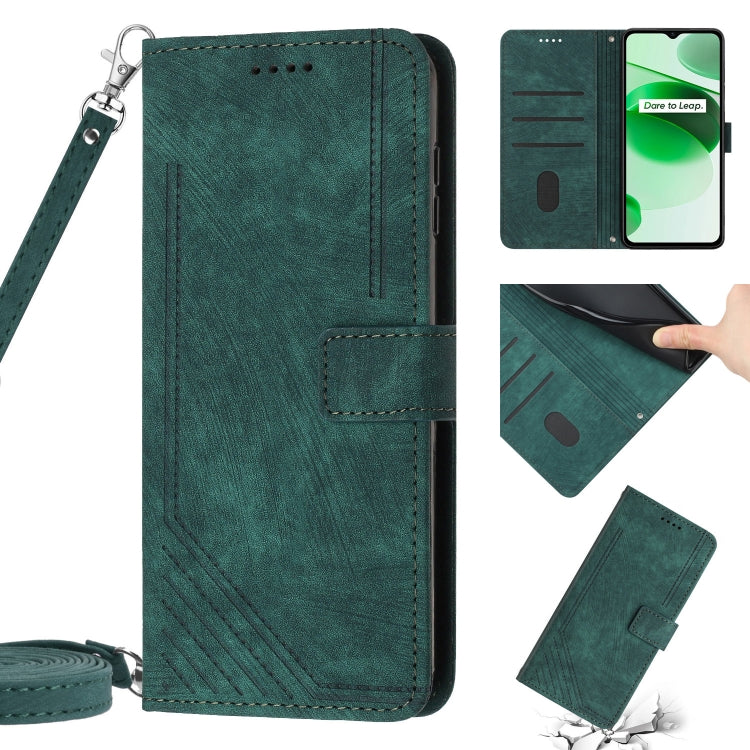 Skin Feel Stripe Pattern Leather Phone Case with Lanyard, For Realme 8 / 8 Pro, For Realme 8 5G / V13 5G, For Realme 9 Pro / 9 5G EU / V25, For Realme 9 Pro+ / 9 4G, For Realme 9i / OPPO A36 / A76, For Realme 10 4G, For Realme 10 Pro 5G                ...