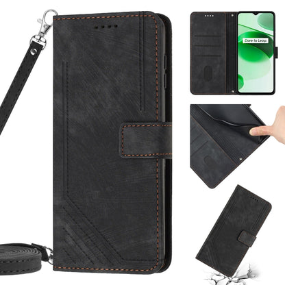 Skin Feel Stripe Pattern Leather Phone Case with Lanyard, For Realme 8 / 8 Pro, For Realme 8 5G / V13 5G, For Realme 9 Pro / 9 5G EU / V25, For Realme 9 Pro+ / 9 4G, For Realme 9i / OPPO A36 / A76, For Realme 10 4G, For Realme 10 Pro 5G                ...