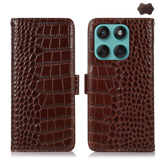Crocodile Top Layer Cowhide Leather Phone Case, For Motorola Edge 60 Fusion / 60 Pro / 60, For Motorola Moto G15 4G / G05, For Motorola Moto G75 5G, For Motorola Moto G35, For Motorola Edge 50 Global, For Motorola Edge 50 Neo, For Motorola Moto G04 / G...