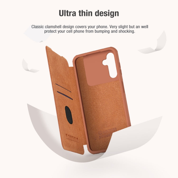 Coque de téléphone en cuir NILLKIN QIN Series Pro avec cache-caméra coulissant, pour Samsung Galaxy A14 4G
