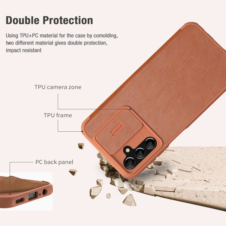 Coque de téléphone en cuir NILLKIN QIN Series Pro avec cache-caméra coulissant, pour Samsung Galaxy A14 4G