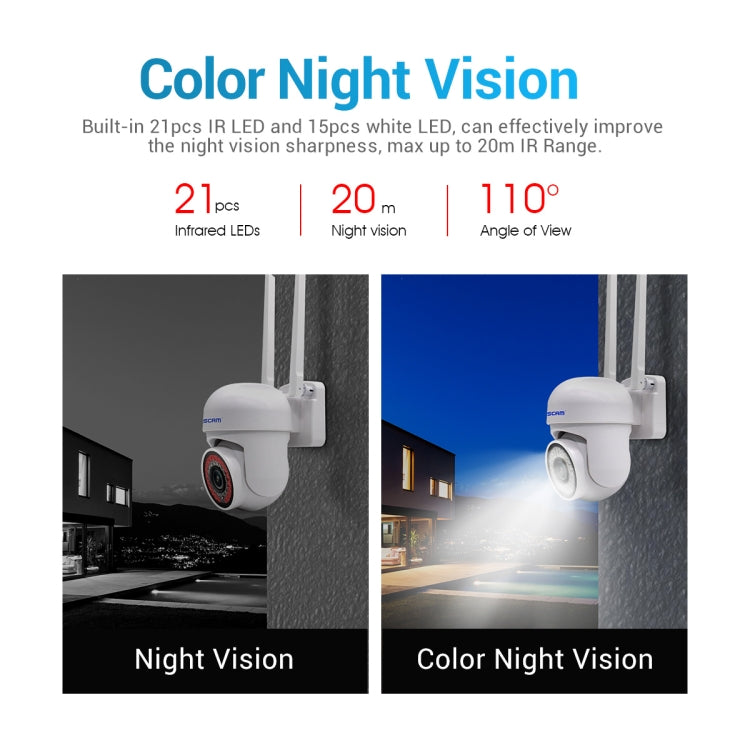 ESCAM PVR007 3MP Smart HD WiFi Camera Support Full Color Night Vision / Motion Detection / Sound Alarm / TF Card, PVR007
