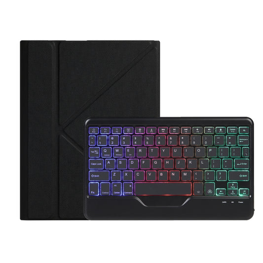 B10S Triangle Holder Three-color Backlight Bluetooth Keyboard Leather Case, With Three-color Backlight