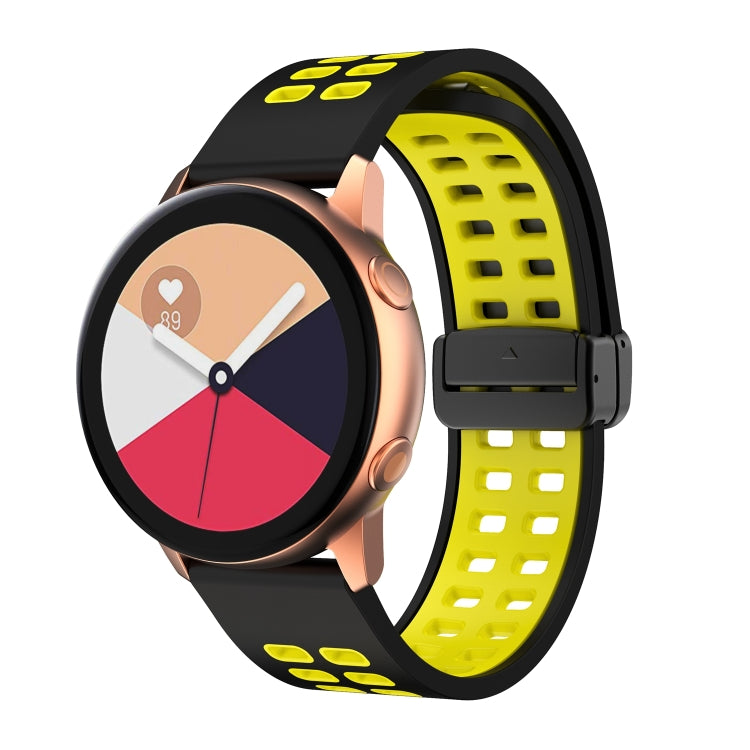 Double-row Hole Folding Black Buckle Two-color Silicone Watch Band, 20mm, 22mm